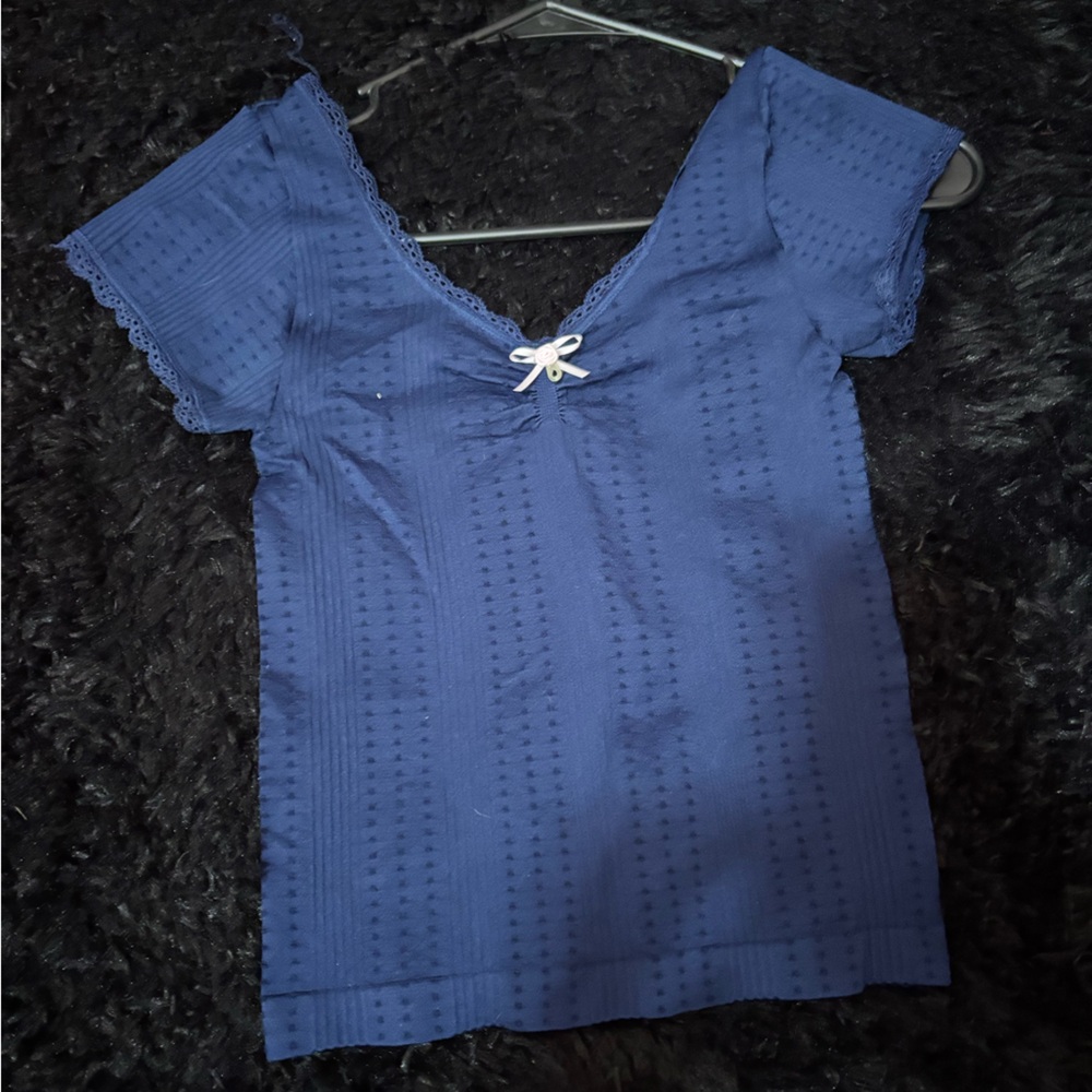 Blue Lace Trim Top